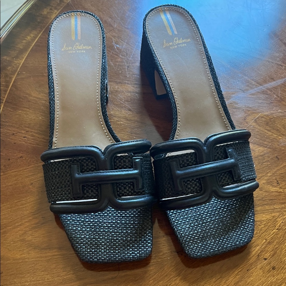 Sam Edelman Black Woven Mules 10